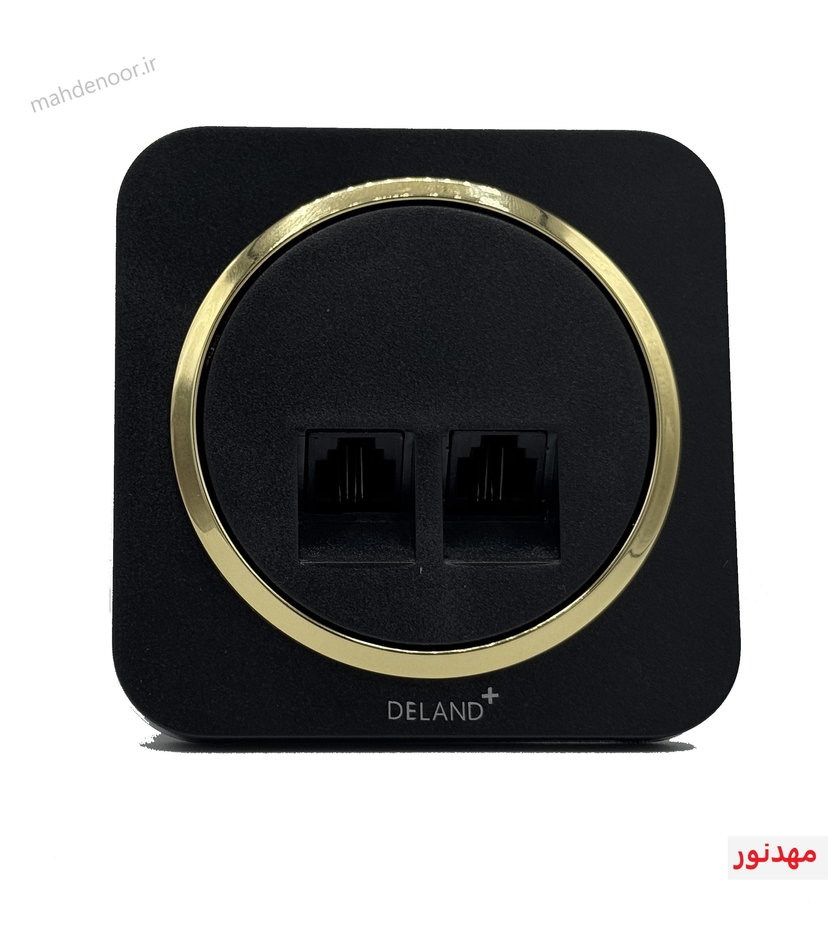 پریز تلفن دو سوکت دلند مدل آدا مشکی طلا